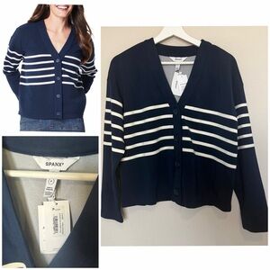 SPANX Air Essentials Cardigan Stripe Navy White
